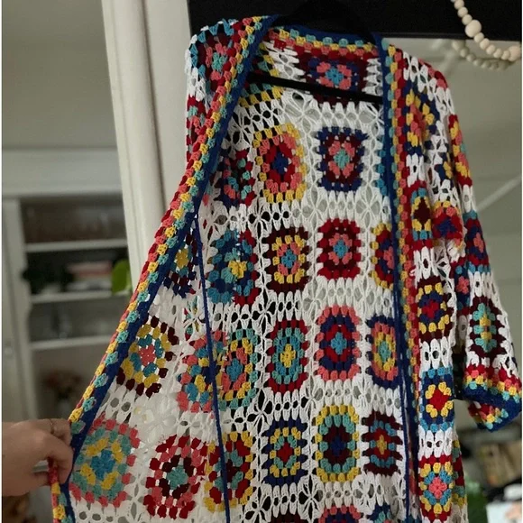 Vintage handmade granny square long duster - Picture 3 of 3